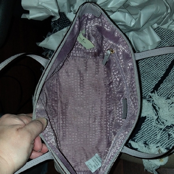 Kate Spade  Silver Glitter Striped Tote Bag - Picture 5 of 6